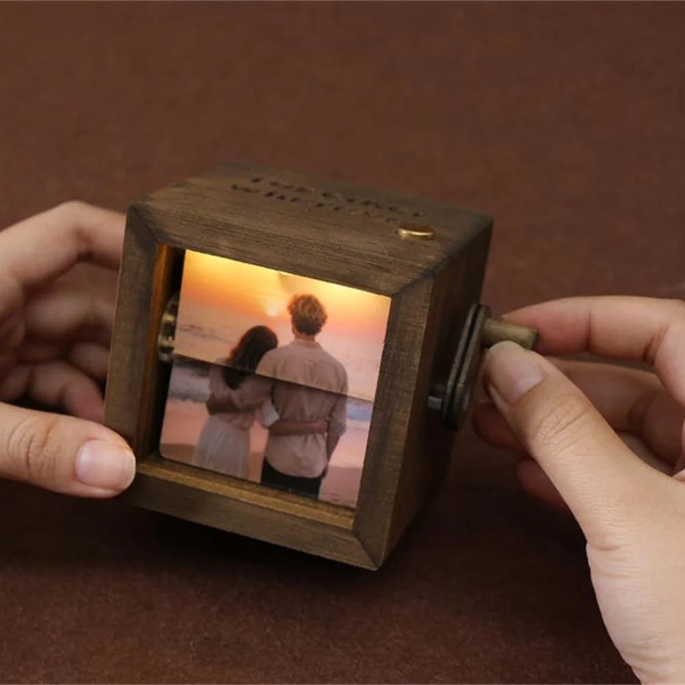 Engraved Wood Frame - Custom Flipbook Photo Frame Personalized Wooden