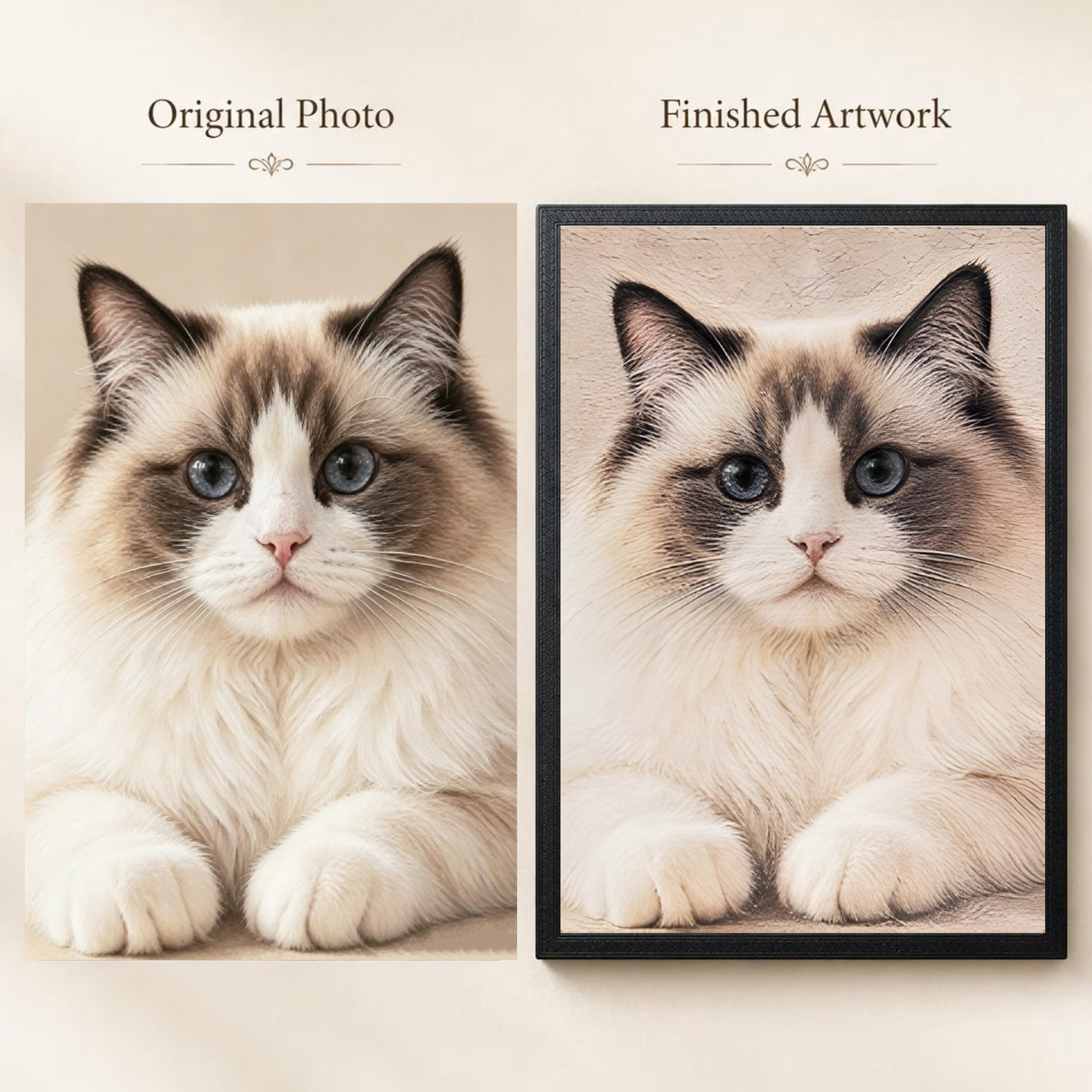 Pet Portrait Custom - Custom 3D Canvas Textured Cat Pet
