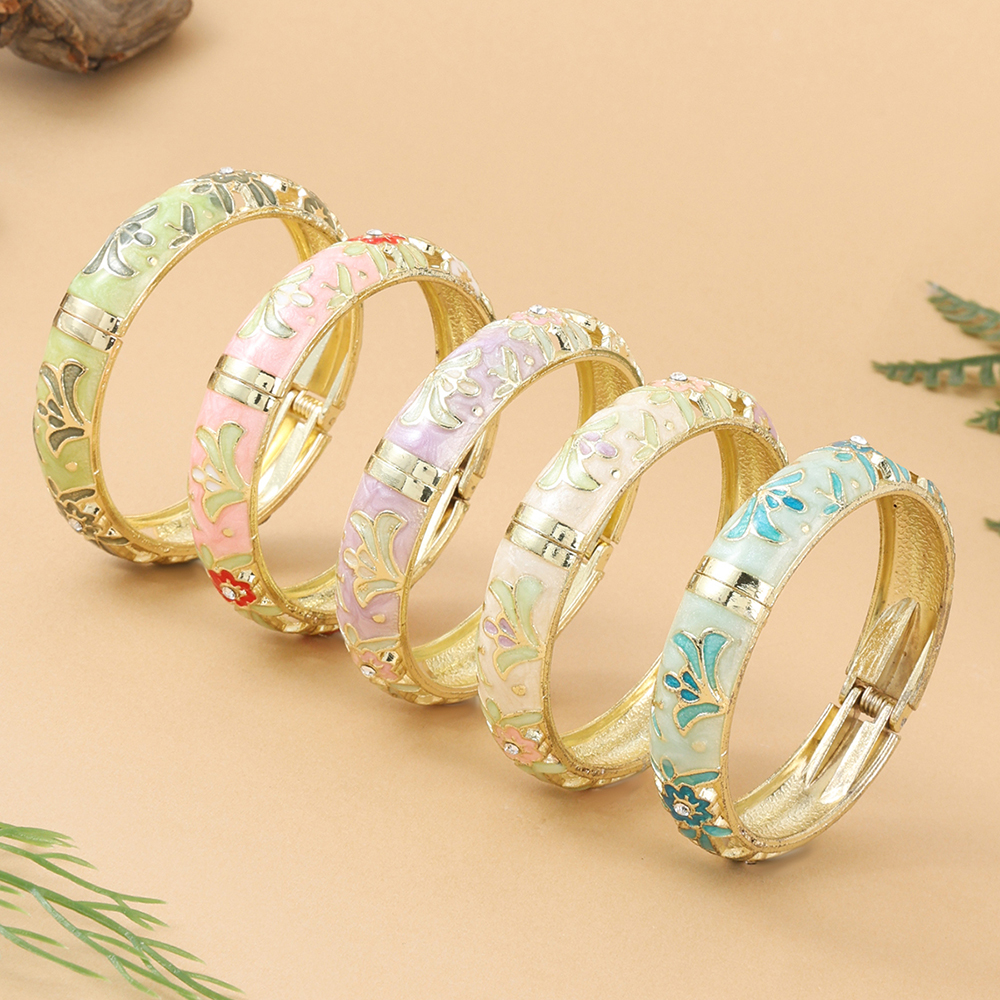 Coordinates Bracelet - Jardme 1PCS Wide Hollow Enamel Bracelet