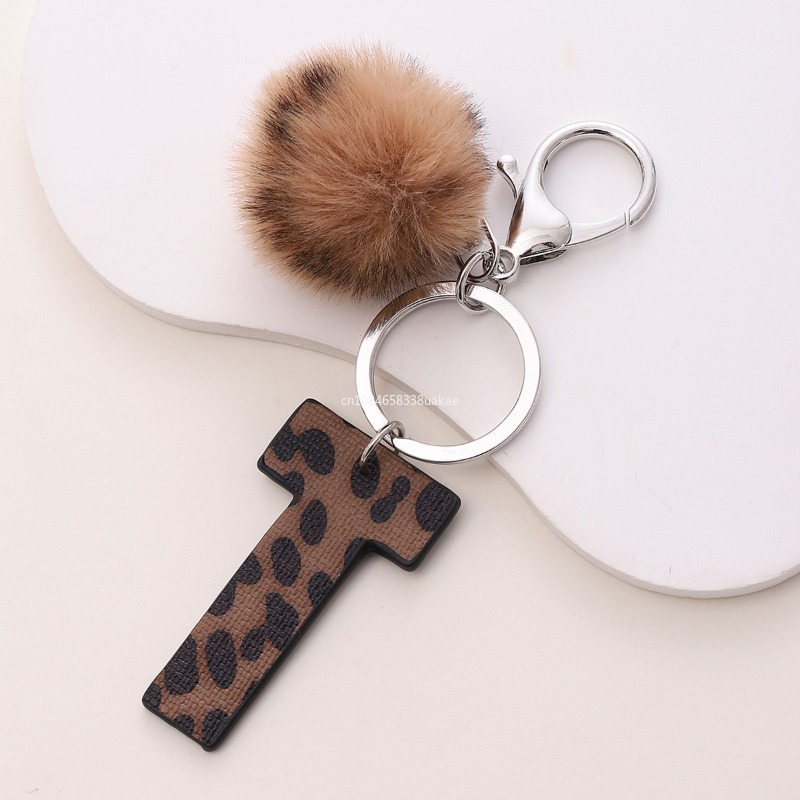 Fashion Leopard English Alphab - مراجعة Monogram Keychain Leather وسعره