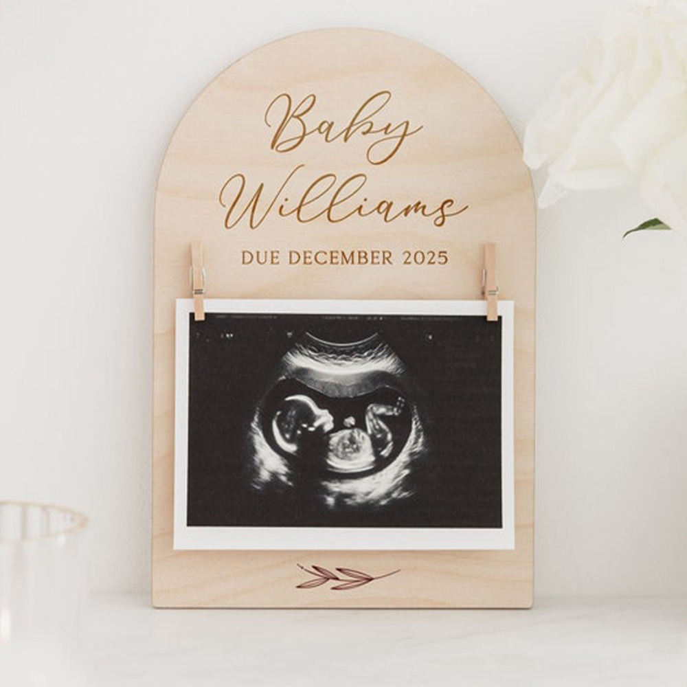 Personalised Pregnancy Announc - مراجعة Engraved Wood Frame وسعره