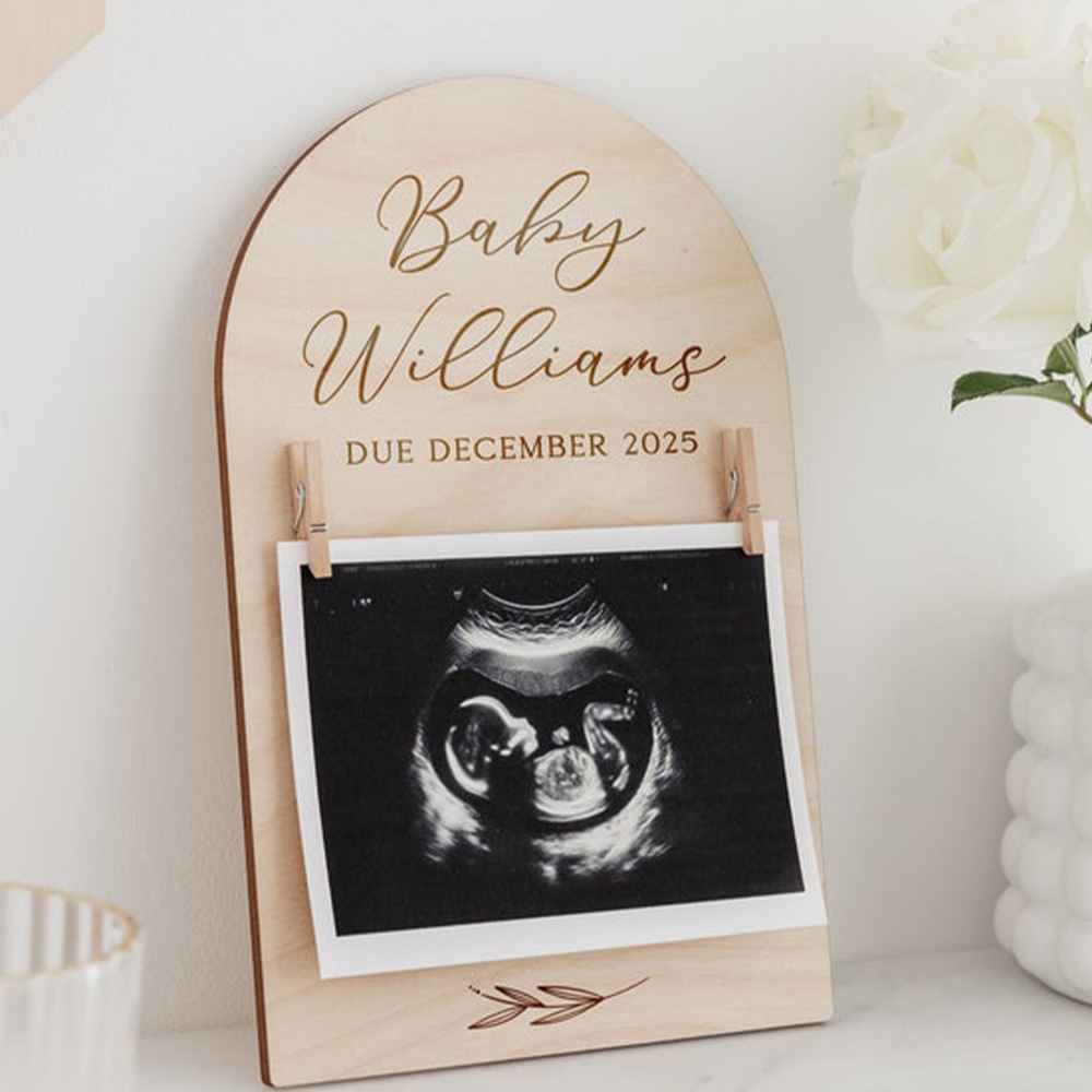 Personalised Pregnancy Announc - مراجعة Engraved Wood Frame وسعره