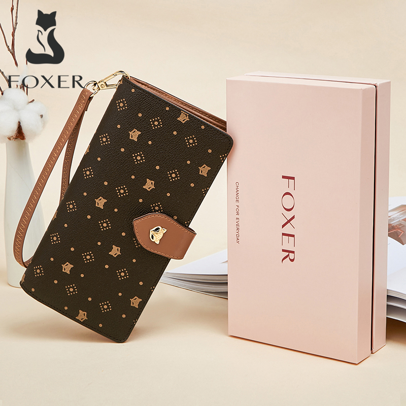 FOXER Women Long Wallet Card & - مراجعة Monogram Keychain Leather وسعره