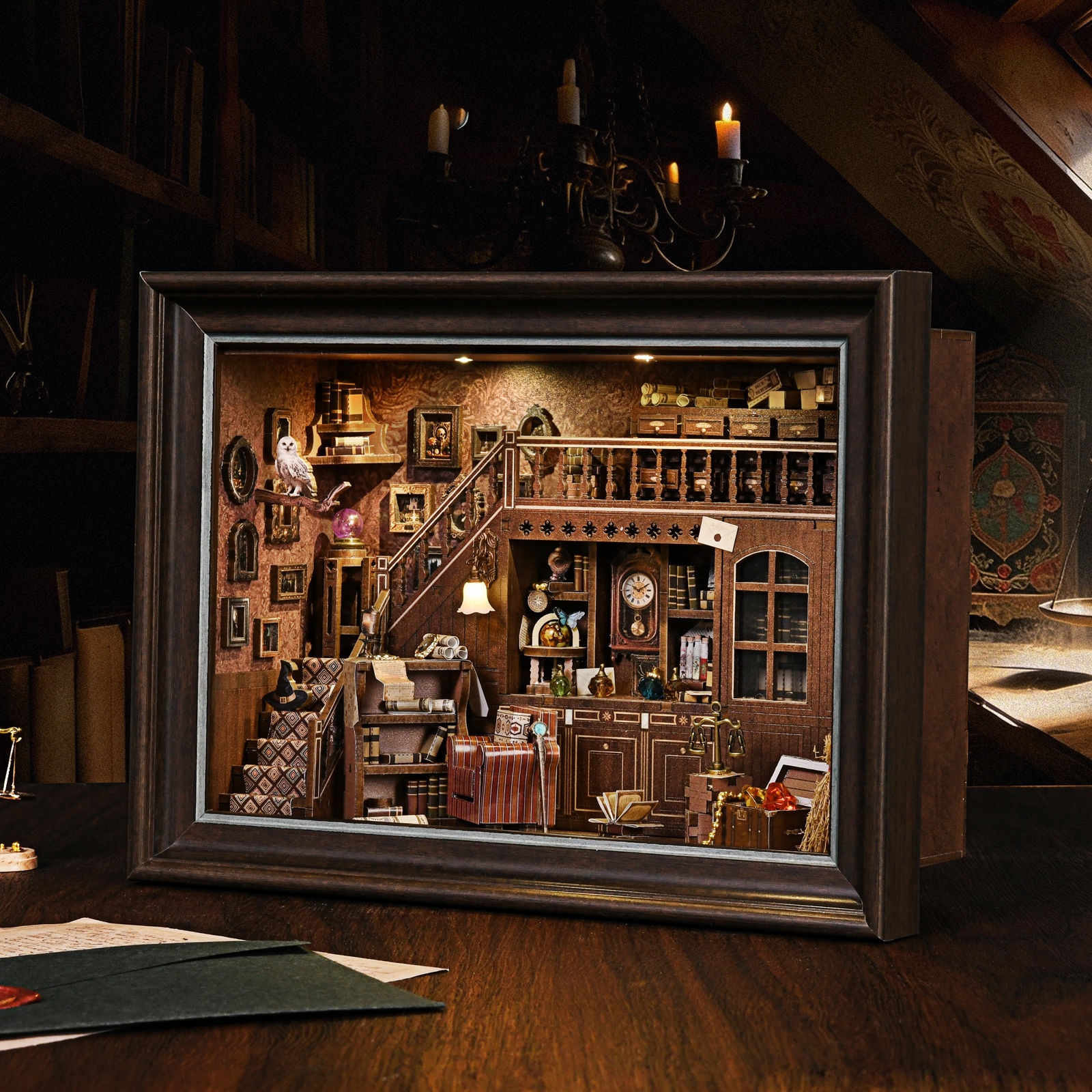 Book Nook Kit Secret Attic DIY - مراجعة Engraved Wood Frame وسعره