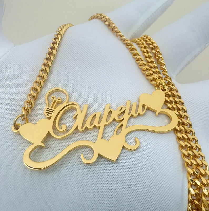 Handcrafted Gold Color Name Ne - مراجعة Name Necklace Custom وسعره