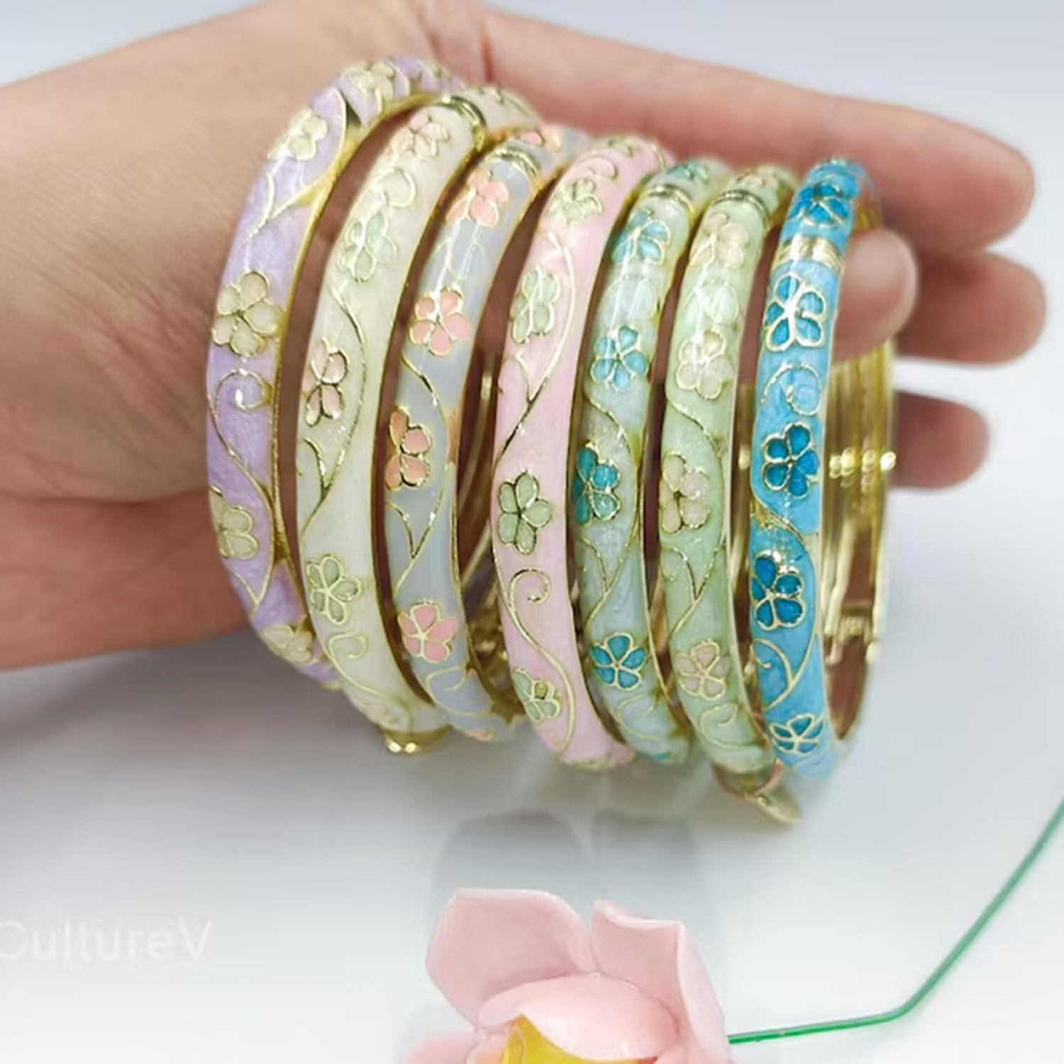 3/5PCS Enamel Cloisonné Bangle - مراجعة Coordinates Bracelet وسعره