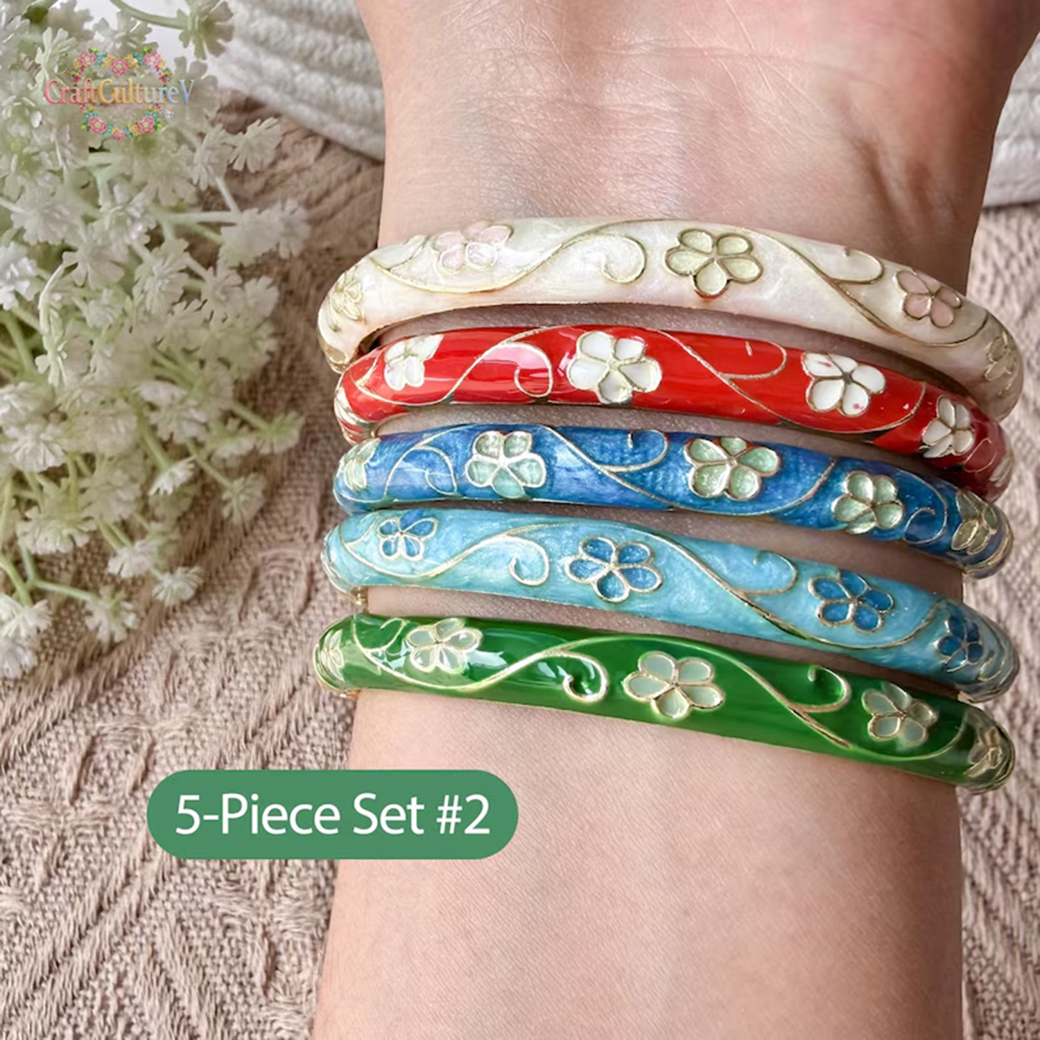 3/5PCS Enamel Cloisonné Bangle - مراجعة Coordinates Bracelet وسعره