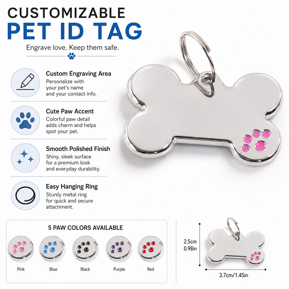 Custom Text Dog Tag Bone Shape - مراجعة Pet Portrait Custom وسعره