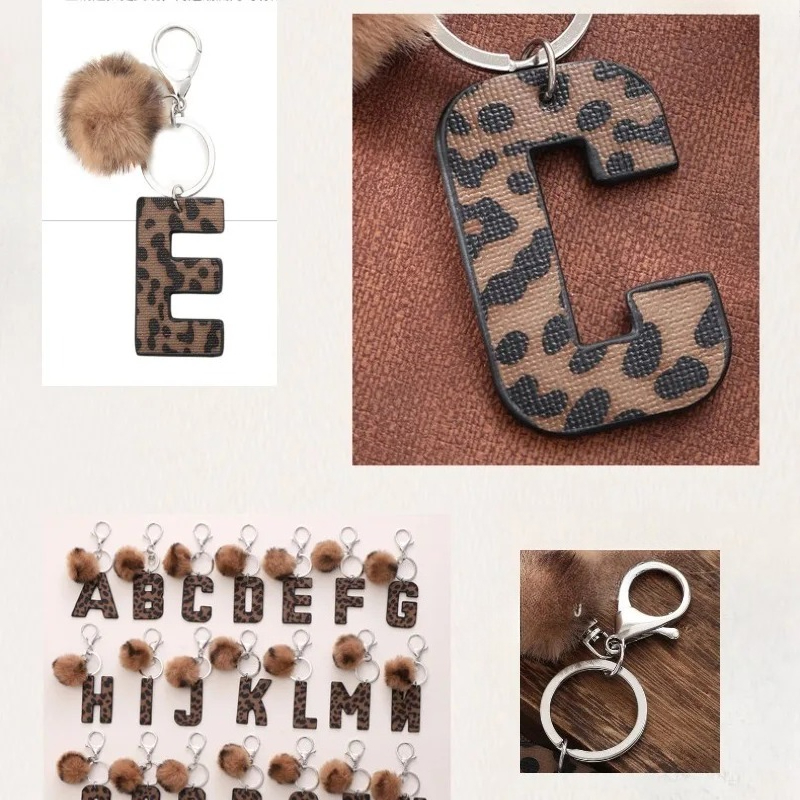 A-M Fashion Leopard Alphabet A - مراجعة Monogram Keychain Leather وسعره