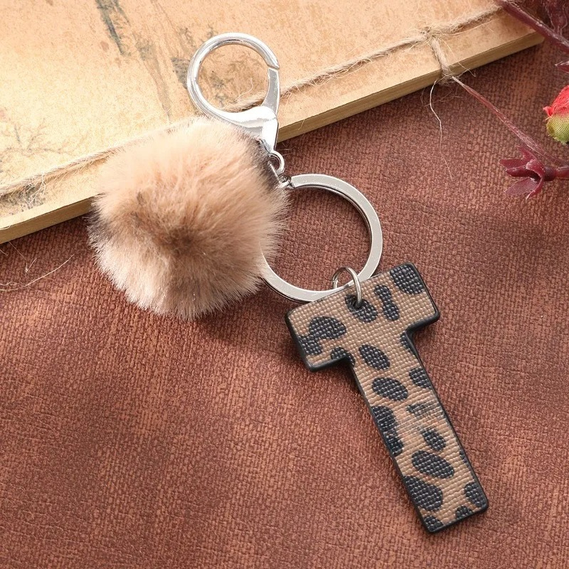 A-M Fashion Leopard Alphabet A - مراجعة Monogram Keychain Leather وسعره