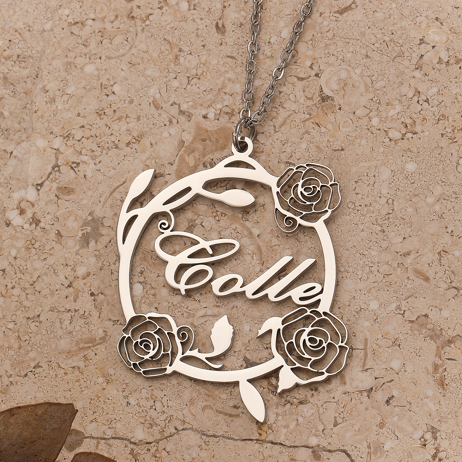1pc Custom Rose Flower Name Ne - مراجعة Name Necklace Custom وسعره
