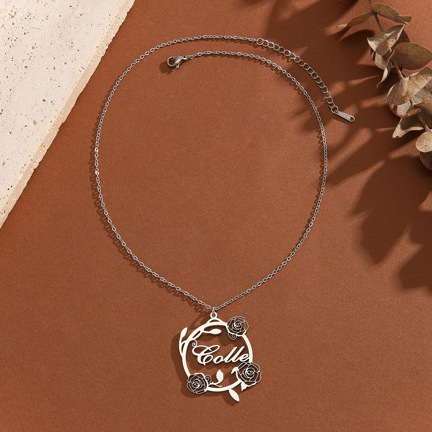 1pc Custom Rose Flower Name Ne - مراجعة Name Necklace Custom وسعره