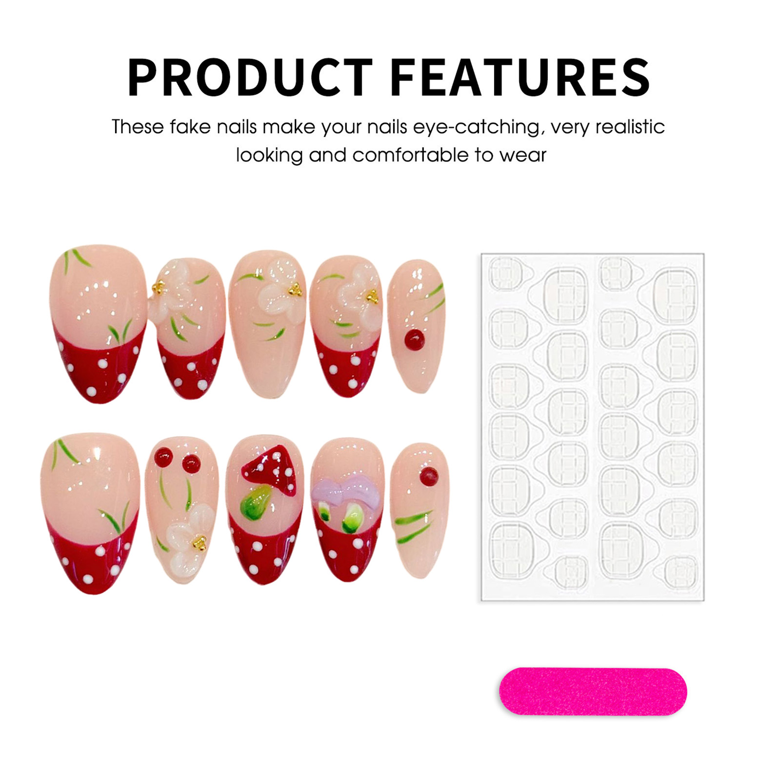 10Pcs Red White Polka Dot Desi - مراجعة Pressed Flower Art وسعره