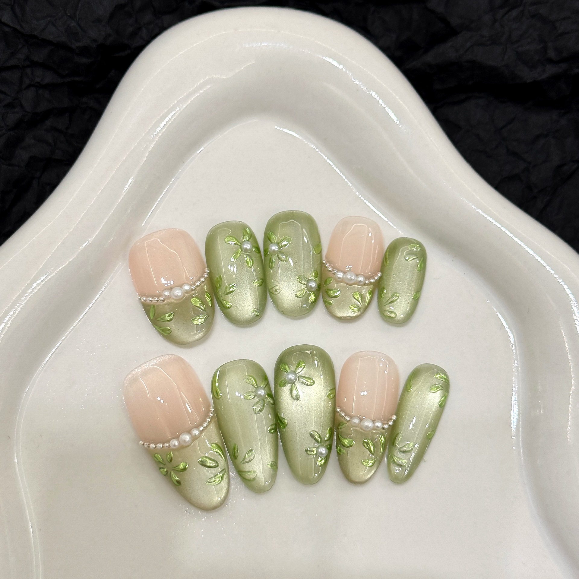 10pcs Handmade Press on Nails  - مراجعة Pressed Flower Art وسعره