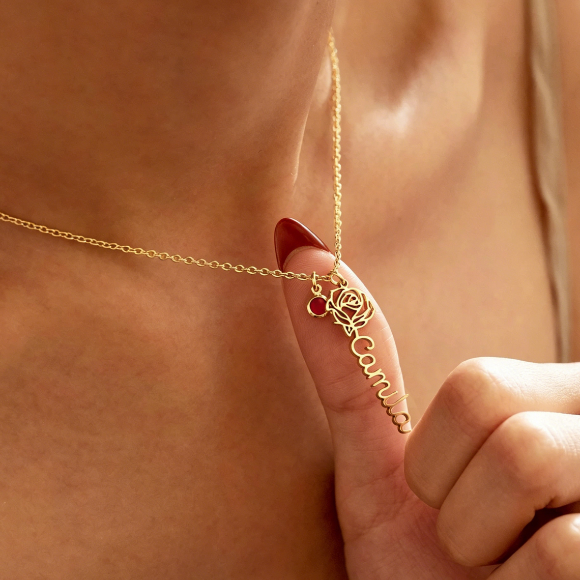 Personalized Custom Name Neckl - مراجعة Birth Flower Necklace وسعره