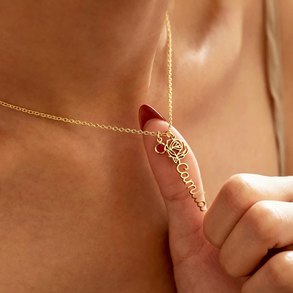 Personalized Custom Name Neckl - مراجعة Birth Flower Necklace وسعره