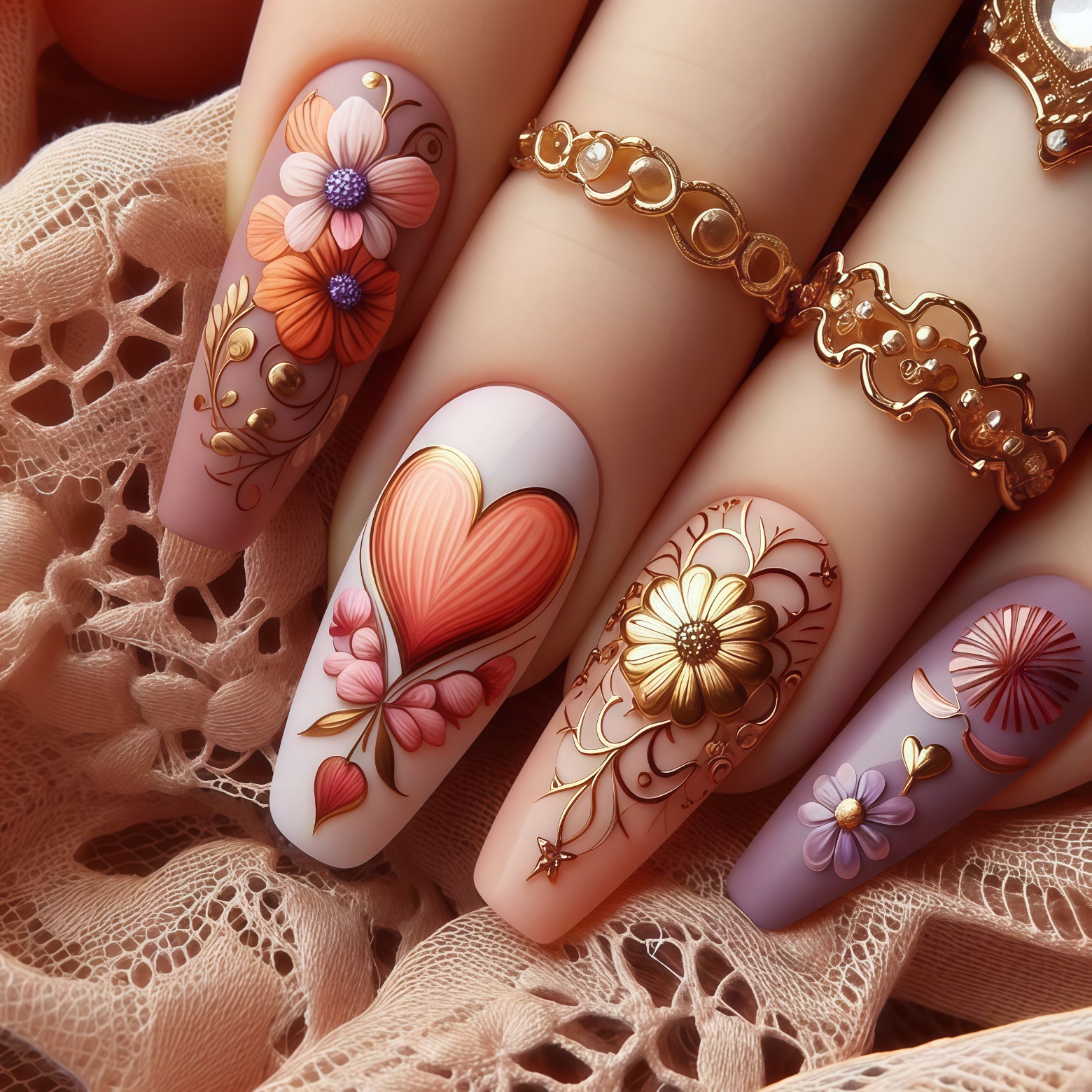 24pcs/set 3D fake nails for wo - مراجعة Pressed Flower Art وسعره
