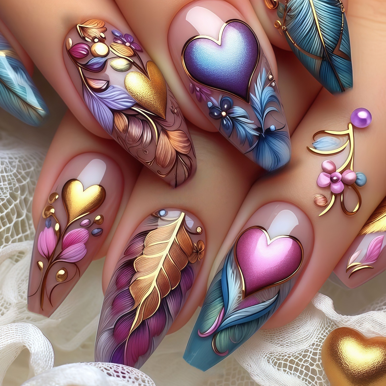 24pcs/set 3D fake nails for wo - مراجعة Pressed Flower Art وسعره
