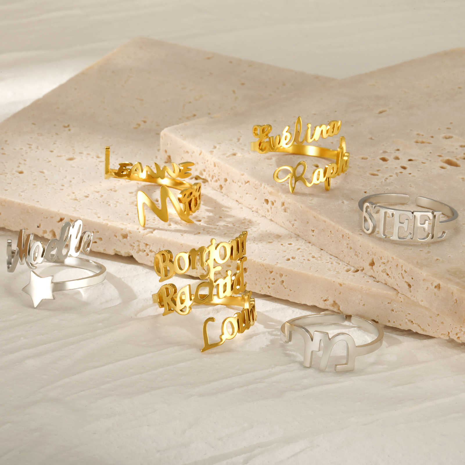 Custom Double Name Rings for W - مراجعة Initial Ring Custom وسعره