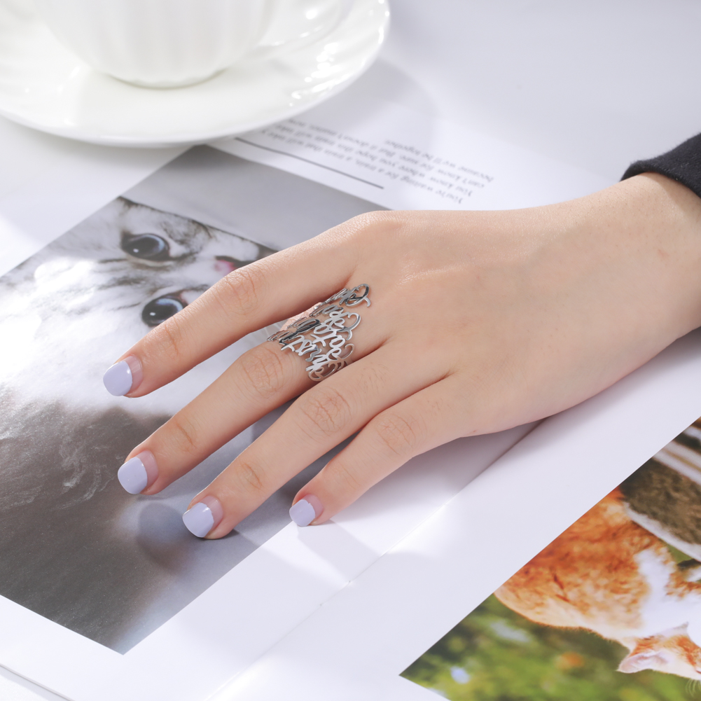 Custom Double Name Rings for W - مراجعة Initial Ring Custom وسعره