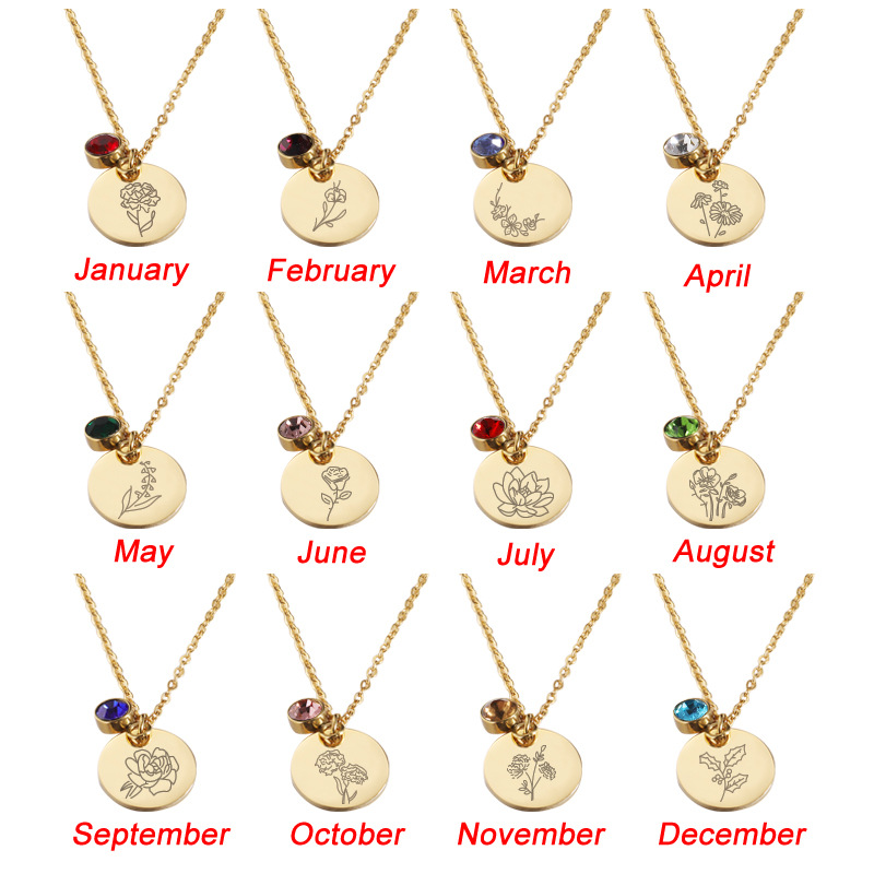 Crystal Birthstone Necklace fo - مراجعة Birth Flower Necklace وسعره