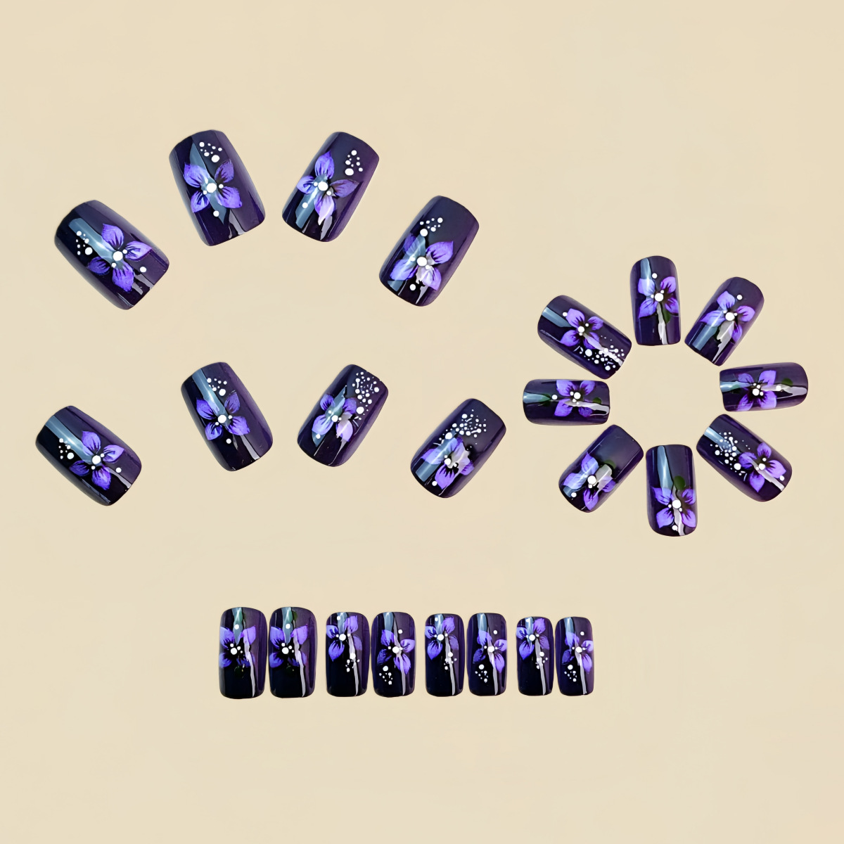Medium square fake nails for w - مراجعة Pressed Flower Art وسعره