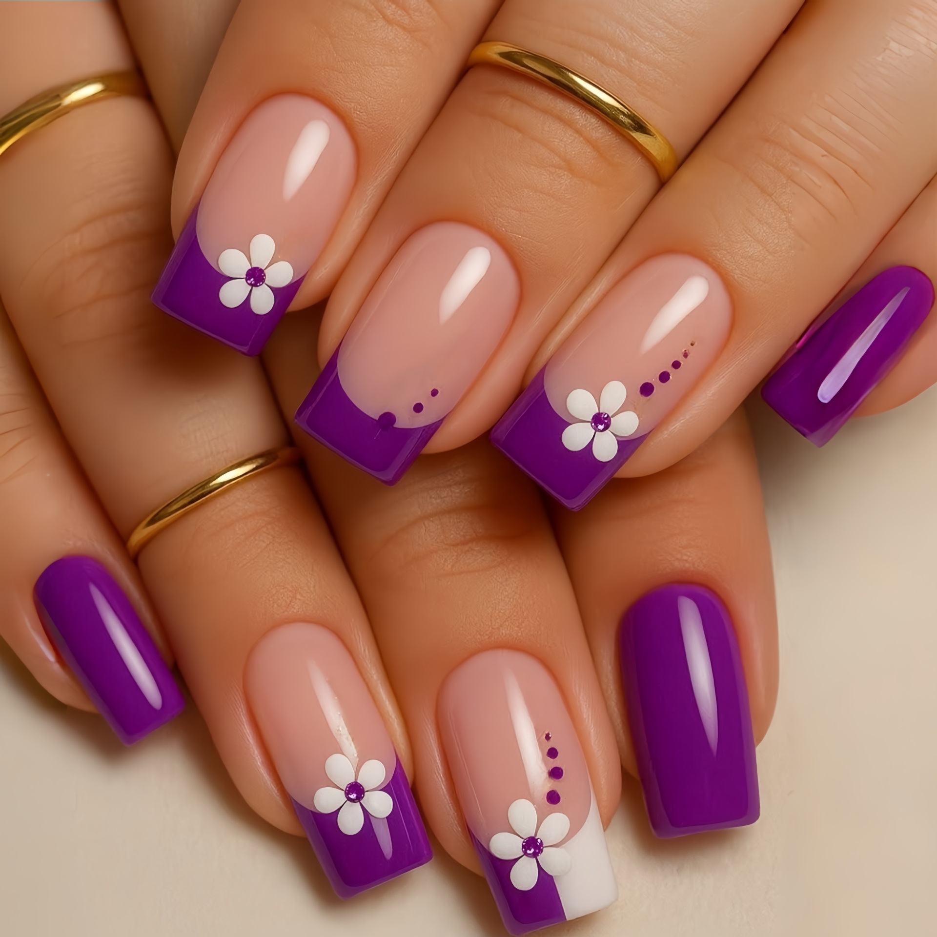 Medium square fake nails for w - مراجعة Pressed Flower Art وسعره