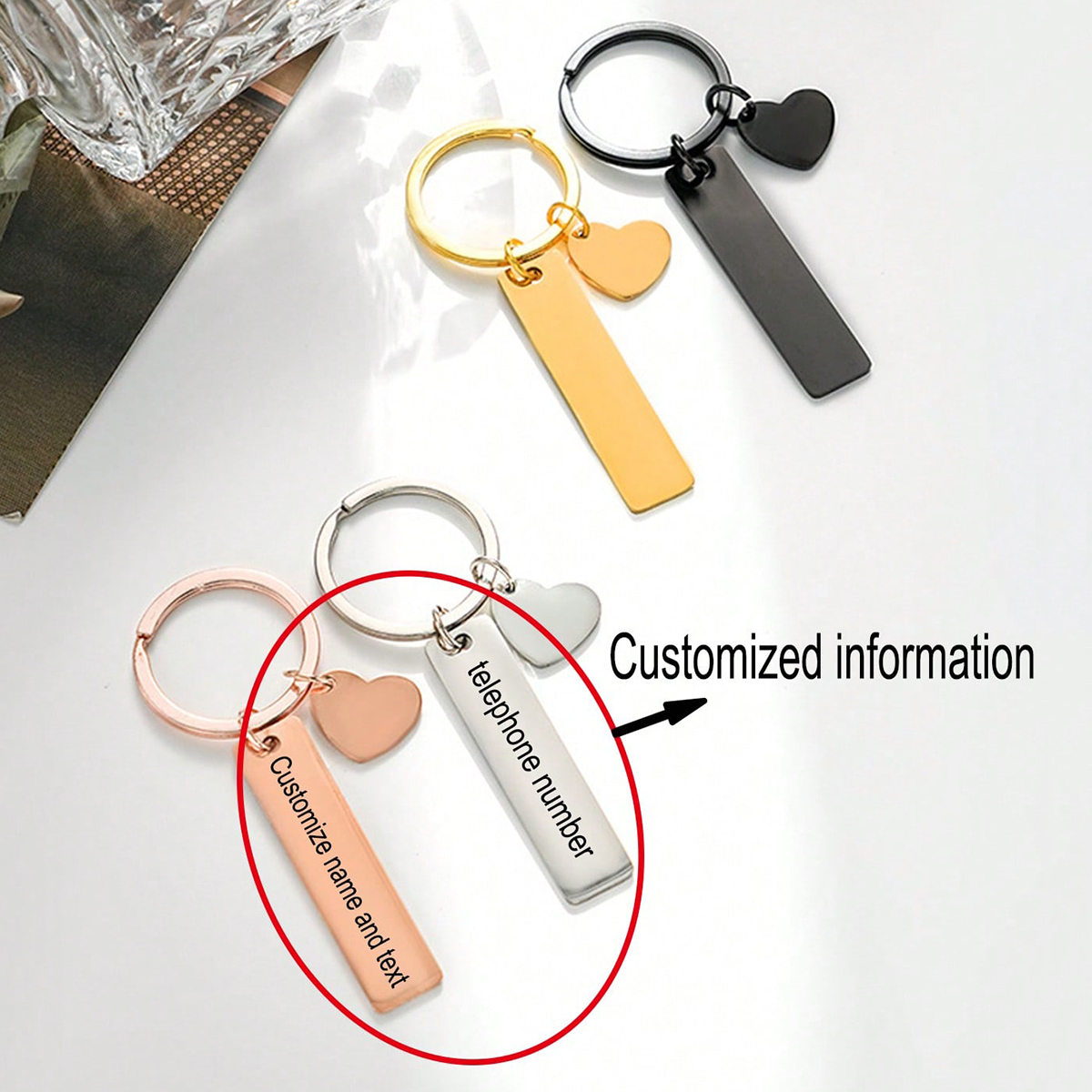 Custom Text Keychain Personali - مراجعة Initial Ring Custom وسعره