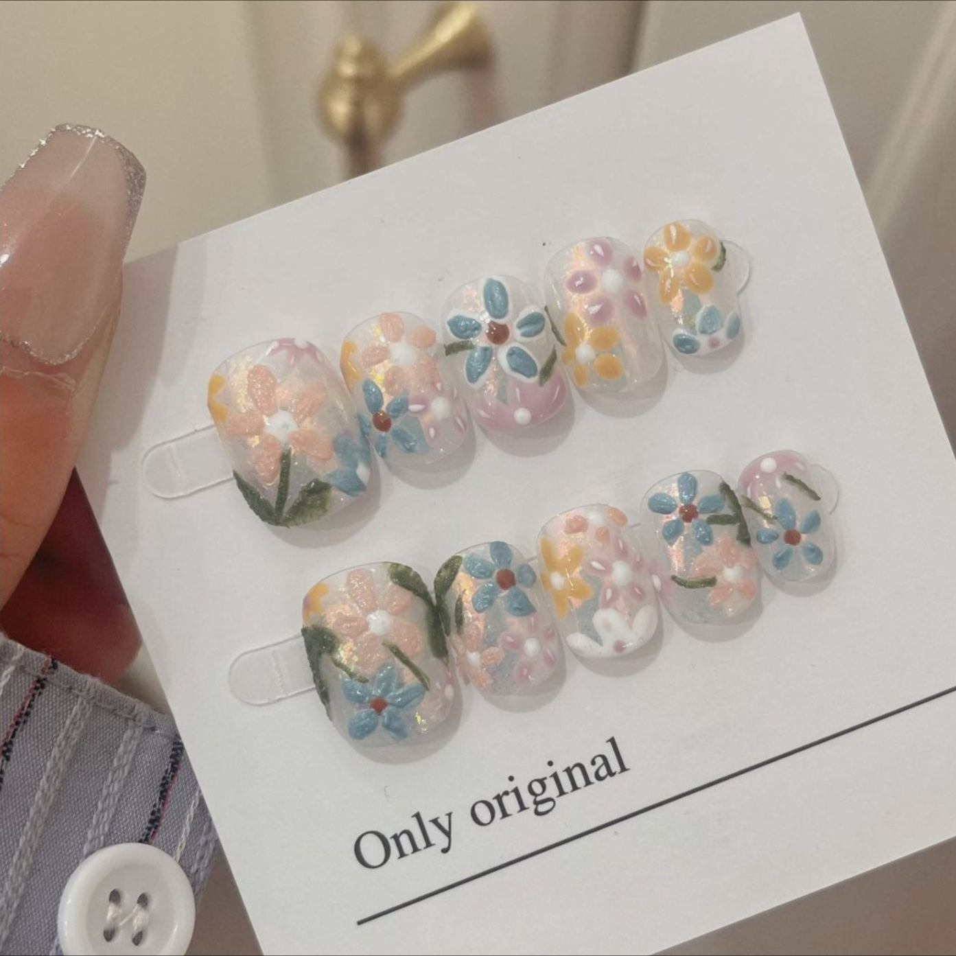 10Pcs Short Handmade Press On  - مراجعة Pressed Flower Art وسعره