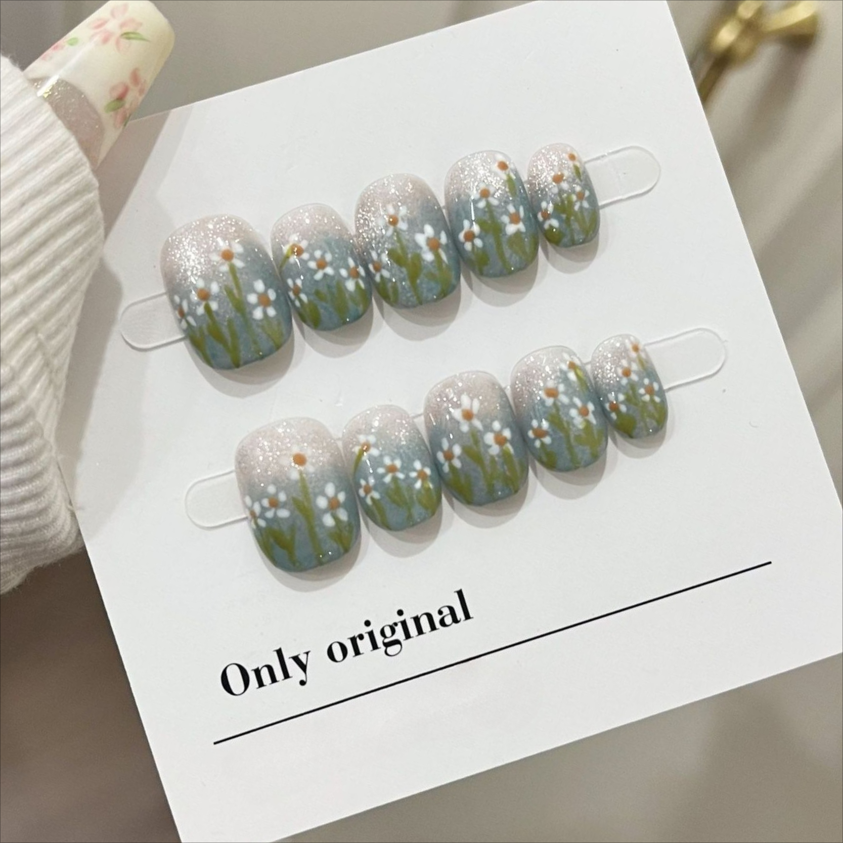 10Pcs Short Handmade Press On  - مراجعة Pressed Flower Art وسعره