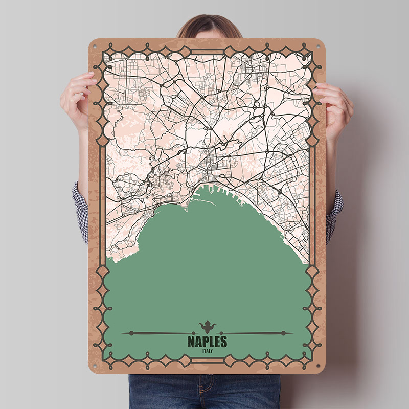 Naples City Map Tin Plaque Pos - مراجعة Custom Map Poster وسعره