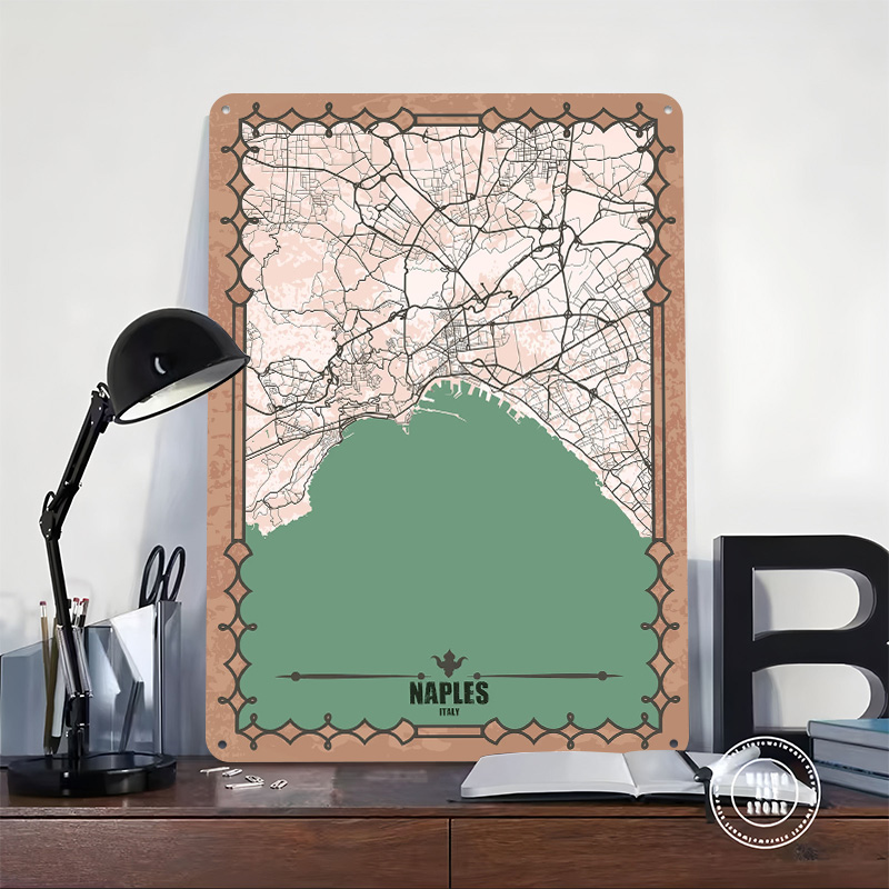 Naples City Map Tin Plaque Pos - مراجعة Custom Map Poster وسعره