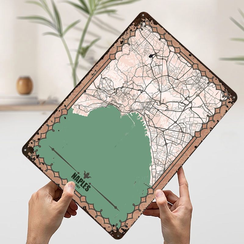 Naples City Map Tin Plaque Pos - مراجعة Custom Map Poster وسعره