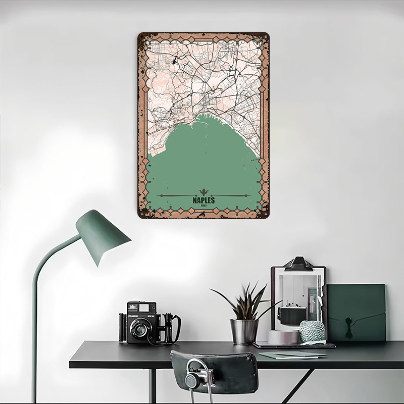 Naples City Map Tin Plaque Pos - مراجعة Custom Map Poster وسعره