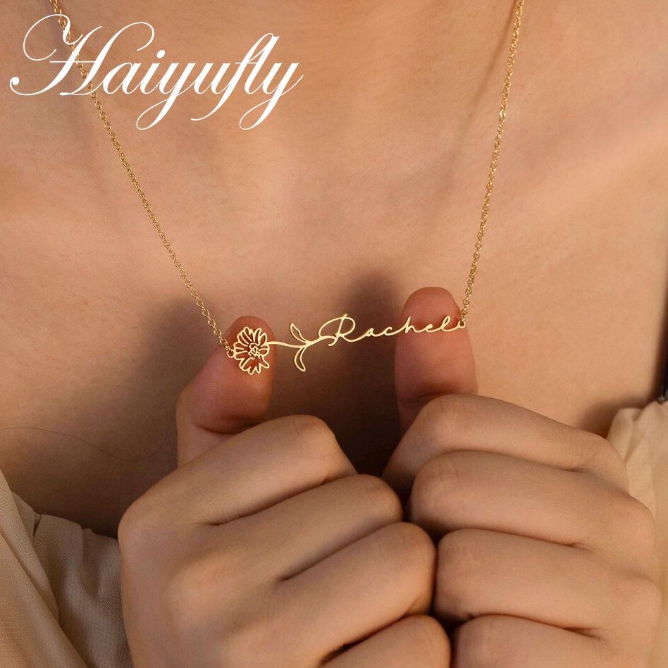 Haiyufly Custom Name Necklace  - مراجعة Birth Flower Necklace وسعره
