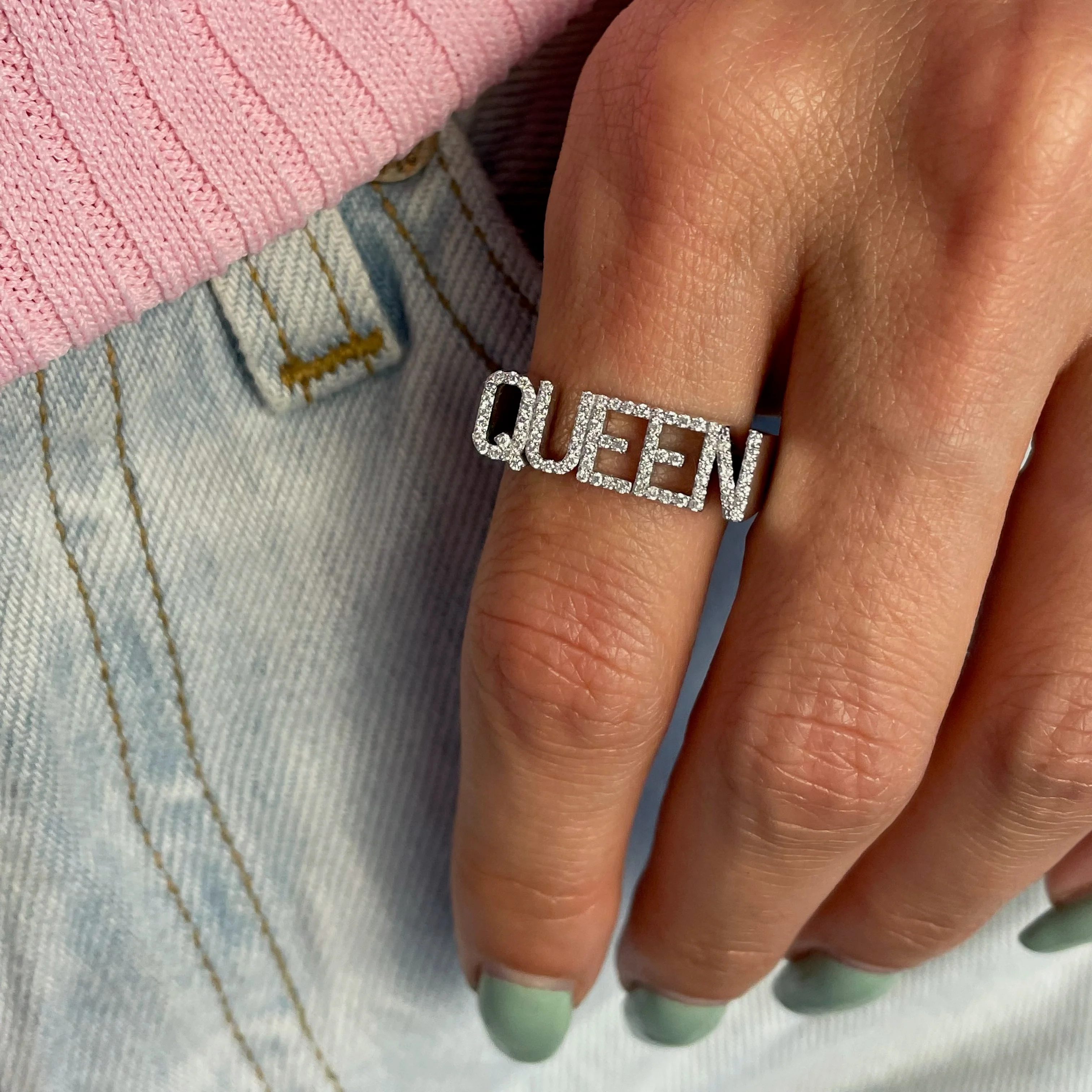 3D Name Ring Custom Diamond Na - مراجعة Initial Ring Custom وسعره