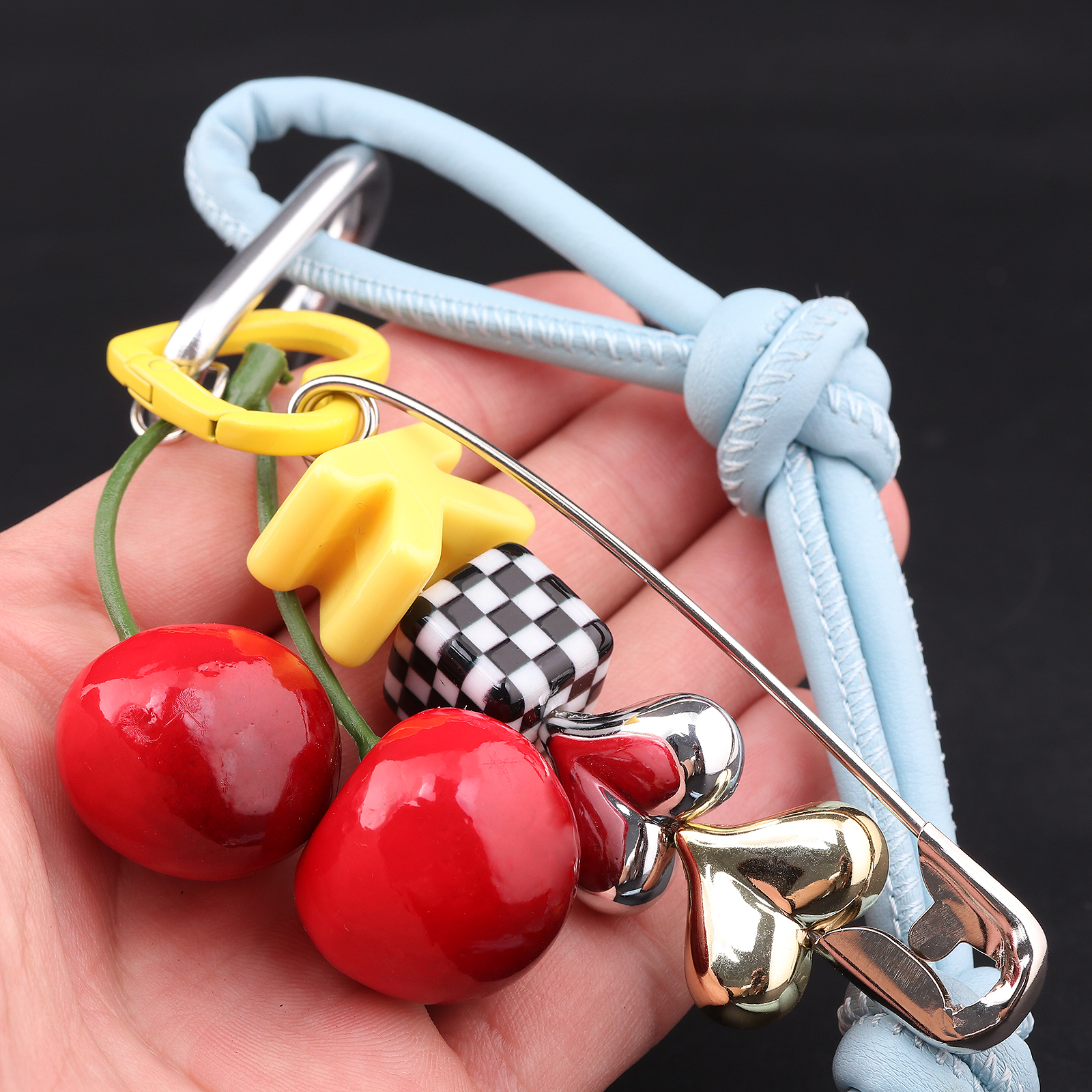 Y2k Cute Cherry Alphabet PU Le - مراجعة Monogram Keychain Leather وسعره