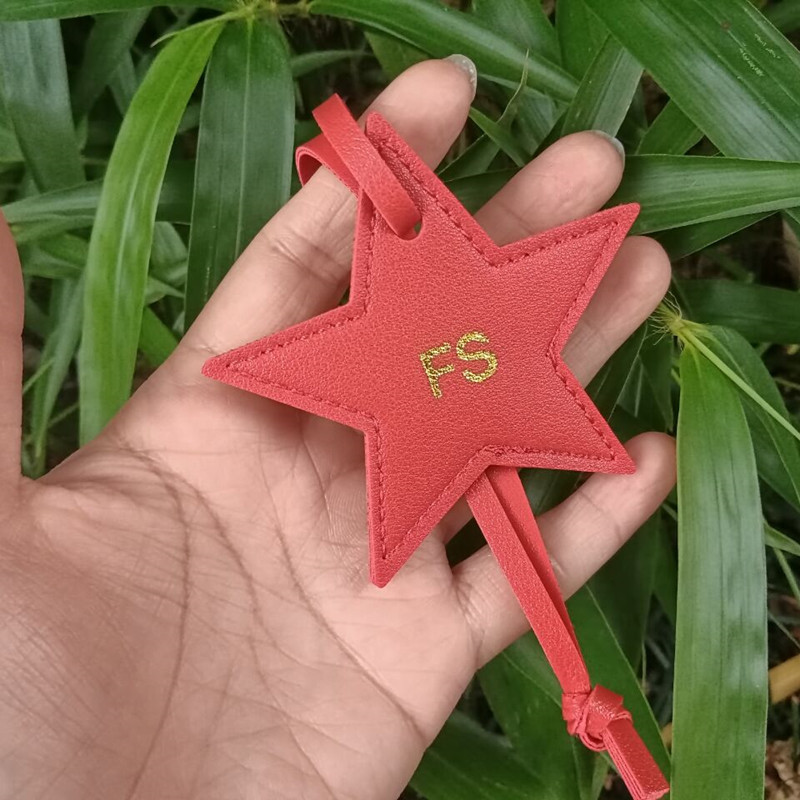 1PCS Free initials five pointe - مراجعة Monogram Keychain Leather وسعره