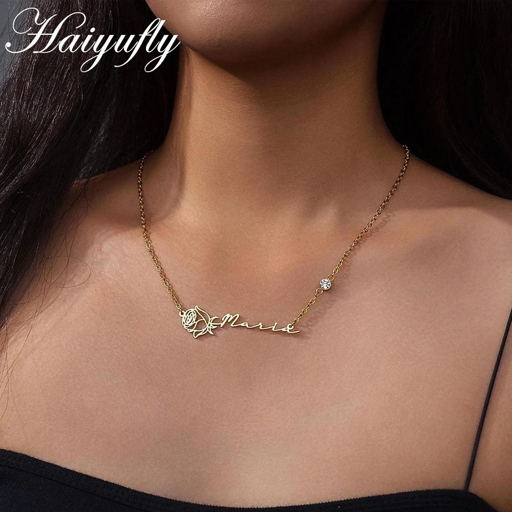 Haiyufly Personalized Custom N - مراجعة Birth Flower Necklace وسعره