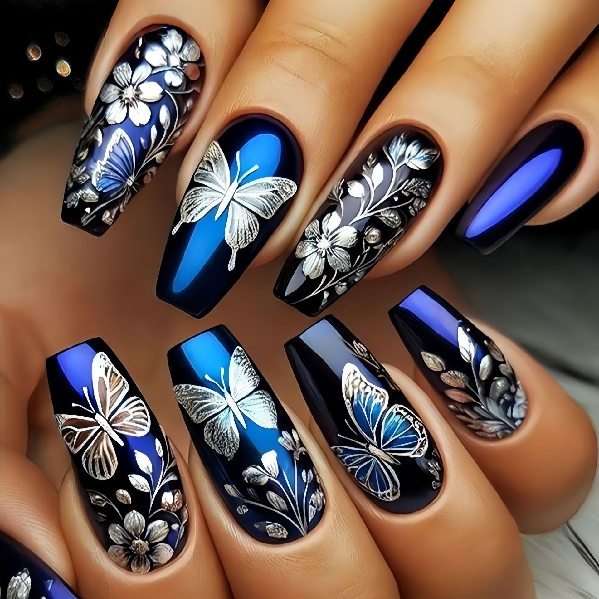 Medium long fake nails for wom - مراجعة Pressed Flower Art وسعره