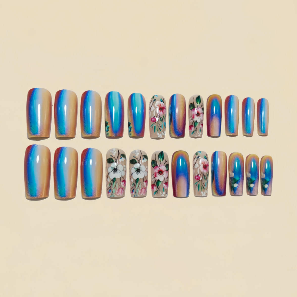Medium long fake nails for wom - مراجعة Pressed Flower Art وسعره