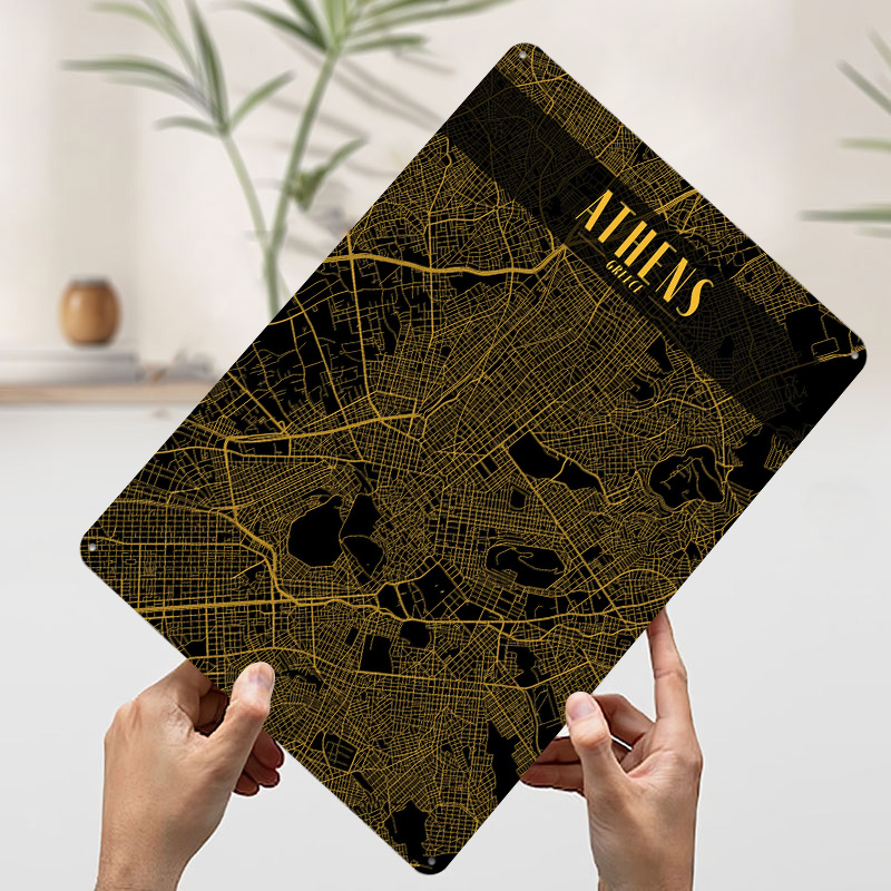 Athens Golden Map Tinplate Pos - مراجعة Custom Map Poster وسعره