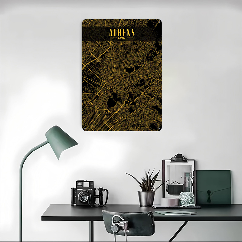 Athens Golden Map Tinplate Pos - مراجعة Custom Map Poster وسعره