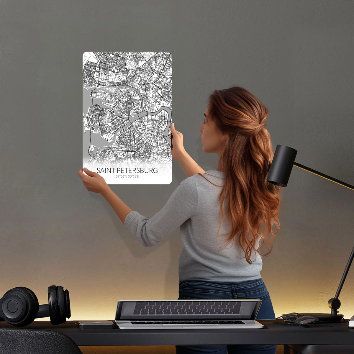 Saint Petersburg White Map Tin - مراجعة Custom Map Poster وسعره