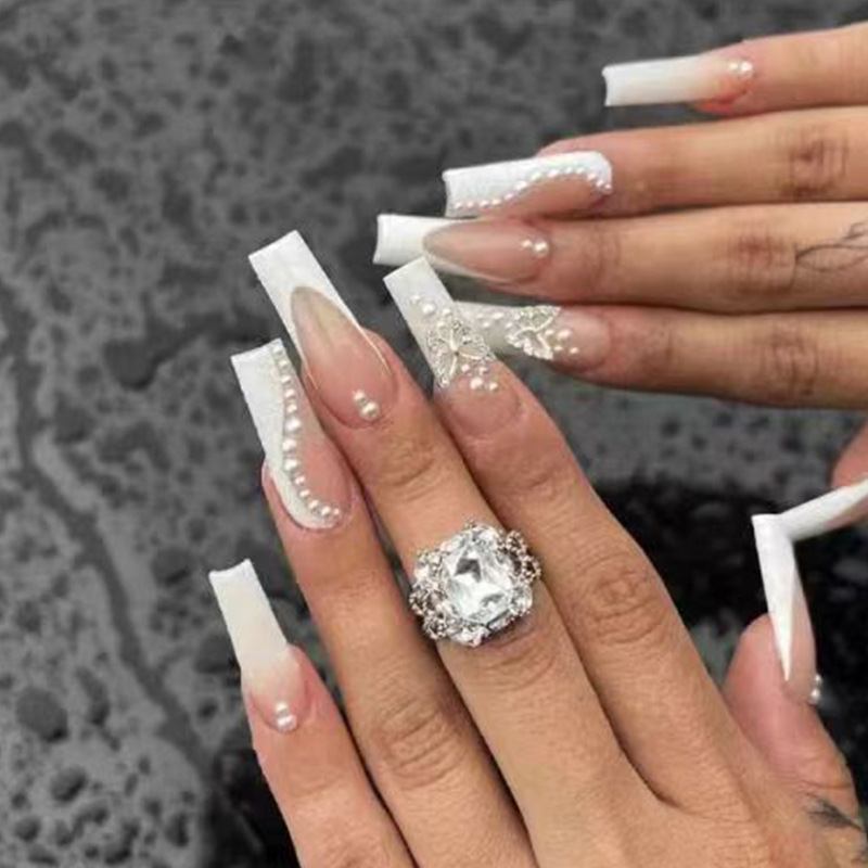24pcs Long Ballet False Nails  - مراجعة Pressed Flower Art وسعره