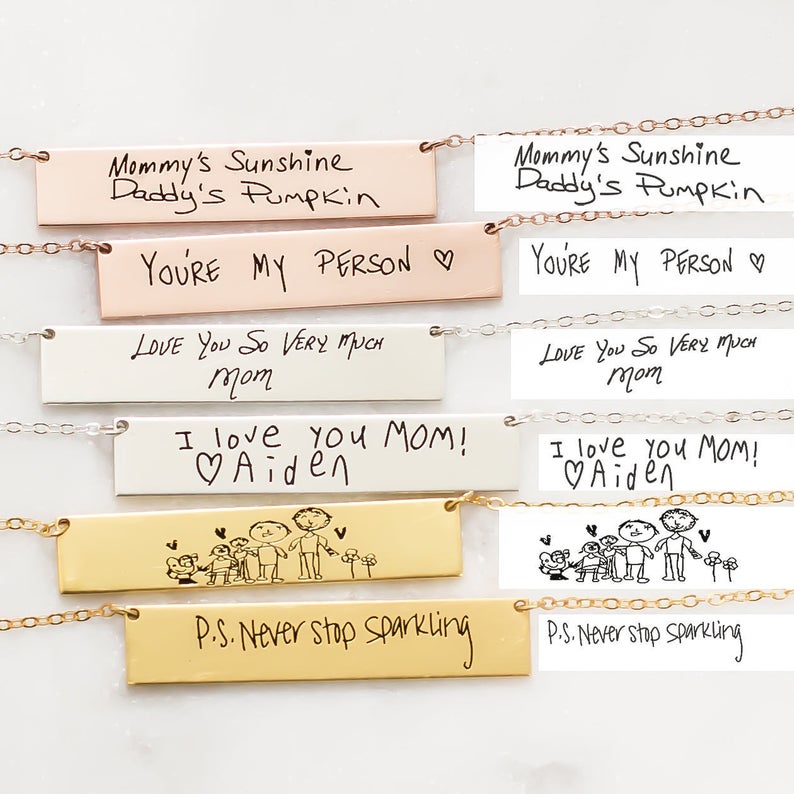 Personalized Custom Actual Han - مراجعة Handwriting Necklace Bar وسعره