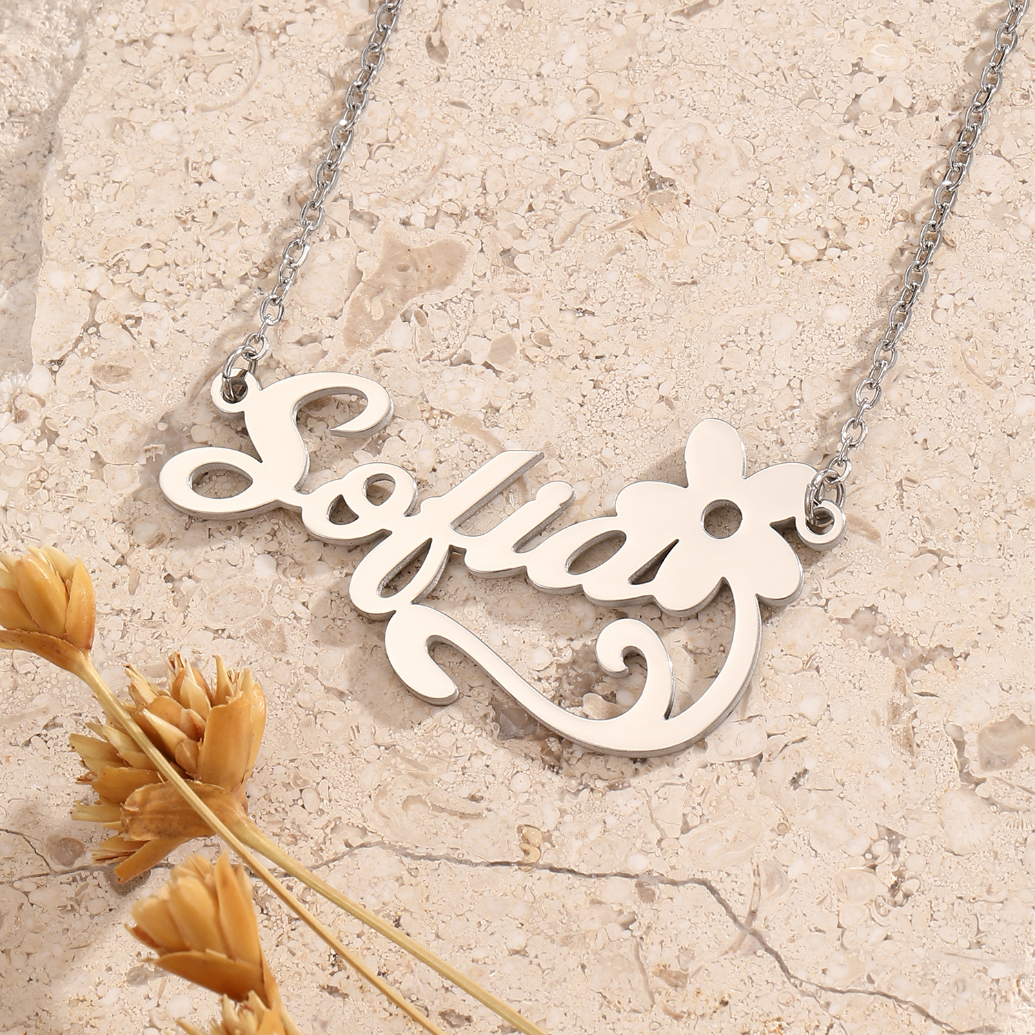 Stainless Steel Flower Letter  - مراجعة Name Necklace Custom وسعره