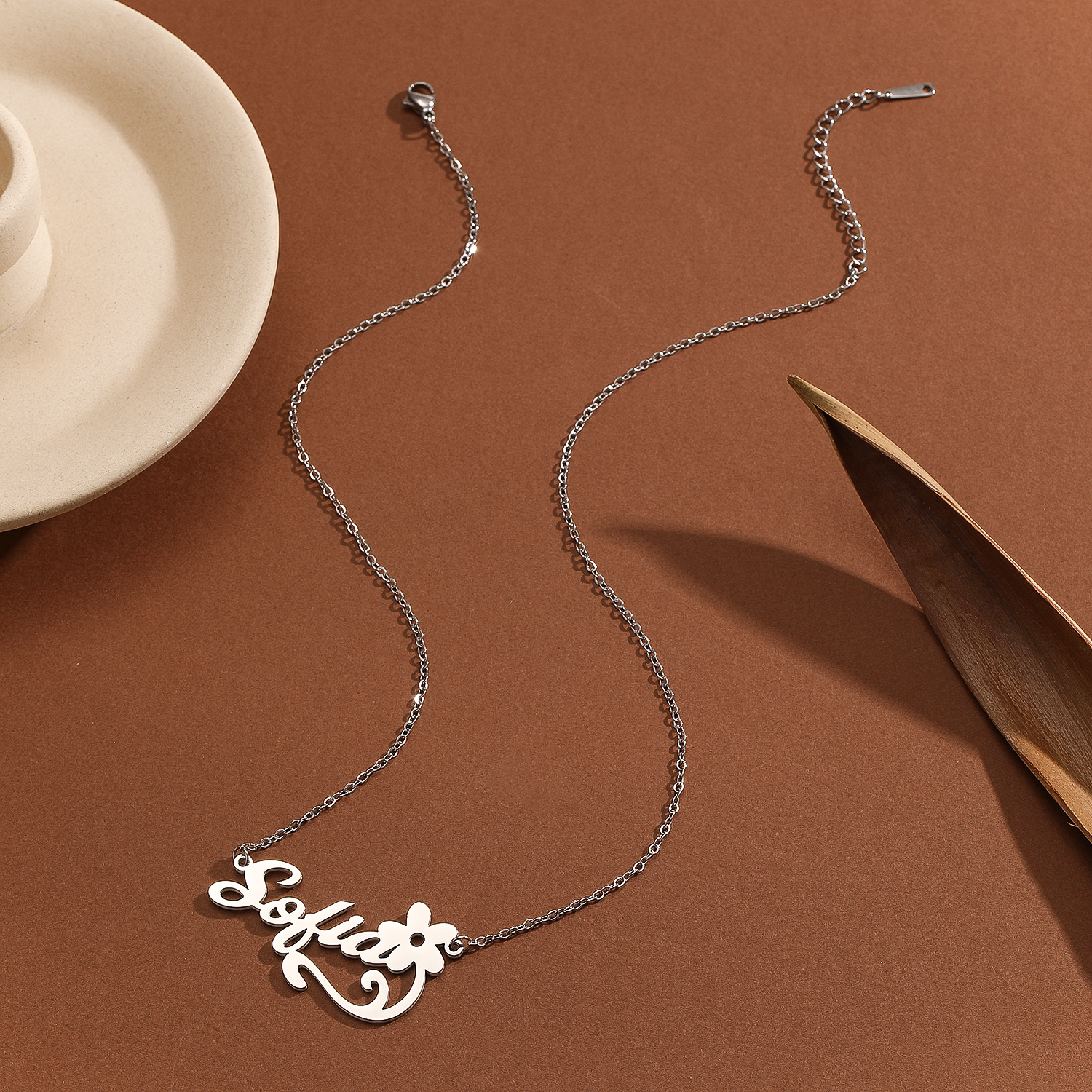 Stainless Steel Flower Letter  - مراجعة Name Necklace Custom وسعره