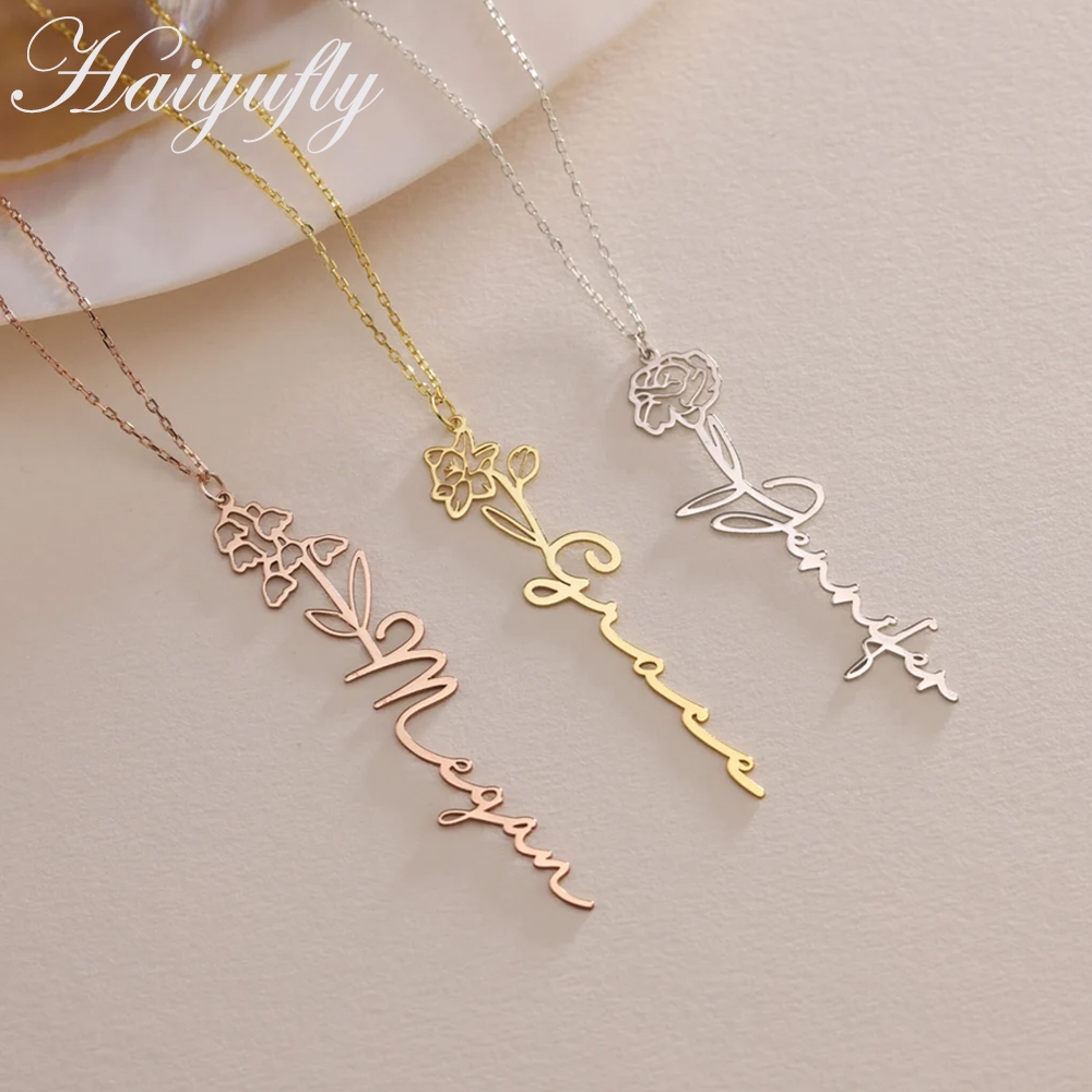Haiyufly Custom Name Necklace  - مراجعة Birth Flower Necklace وسعره