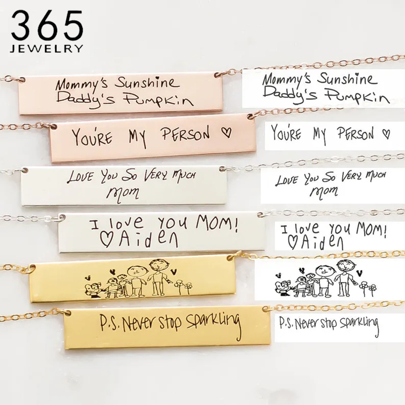 Custom Handwriting Name Bar Pe - مراجعة Handwriting Necklace Bar وسعره
